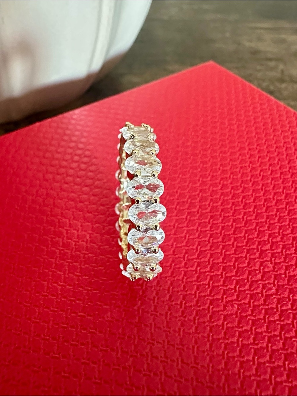 Oval Stone Eternity Band Ring